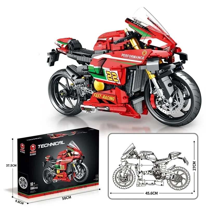 Bloques de construcción, adornos de motocicleta, modelo de motocicleta ensamblado, juguetes educativos
