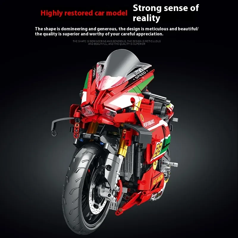 Bloques de construcción, adornos de motocicleta, modelo de motocicleta ensamblado, juguetes educativos
