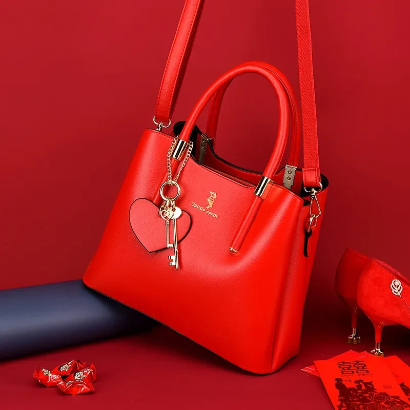 Bolso de novia rojo con tendencia, nuevo bolso de mano de alta gama para boda, de un solo hombro.