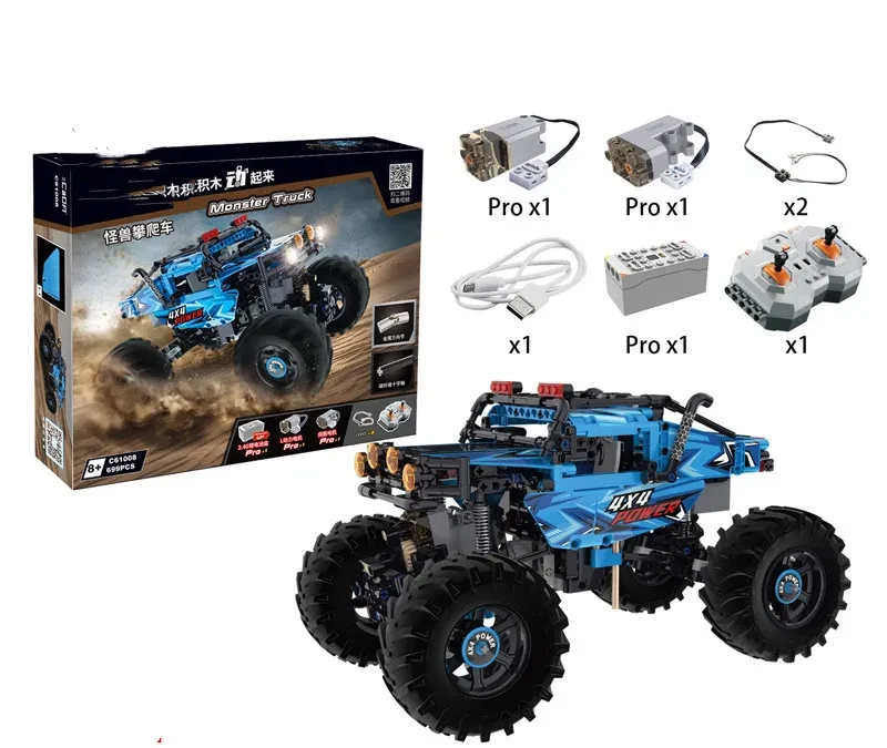 Monster Rock Crawler de control remoto para niños, bloques ensamblados sobre ruedas, juguete