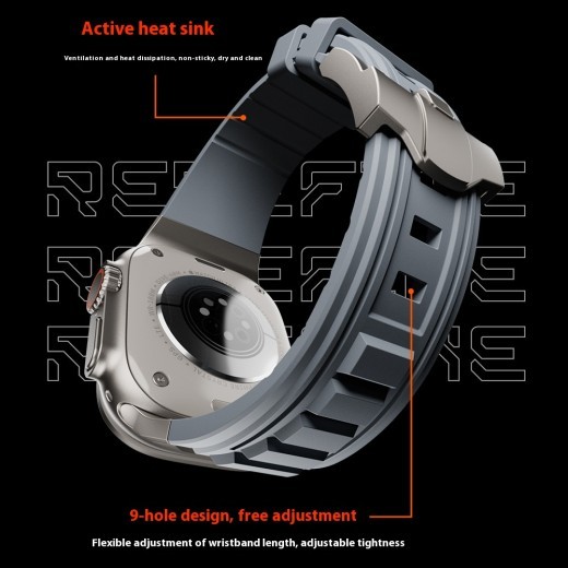 Correa de silicona elástica de alta elasticidad con clavos cruzados para iwatch 1-9 con hebilla plegable de metal