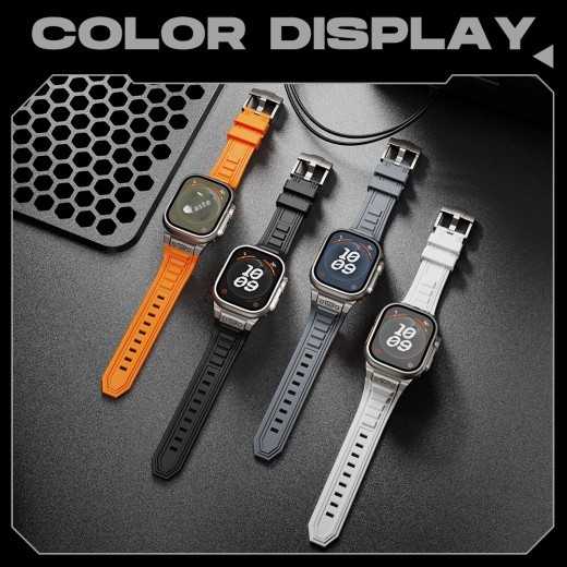 Correa de silicona elástica de alta elasticidad con clavos cruzados para iwatch 1-9 con hebilla plegable de metal