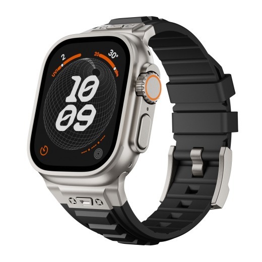 Correa de silicona elástica de alta elasticidad con clavos cruzados para iwatch 1-9 con hebilla plegable de metal