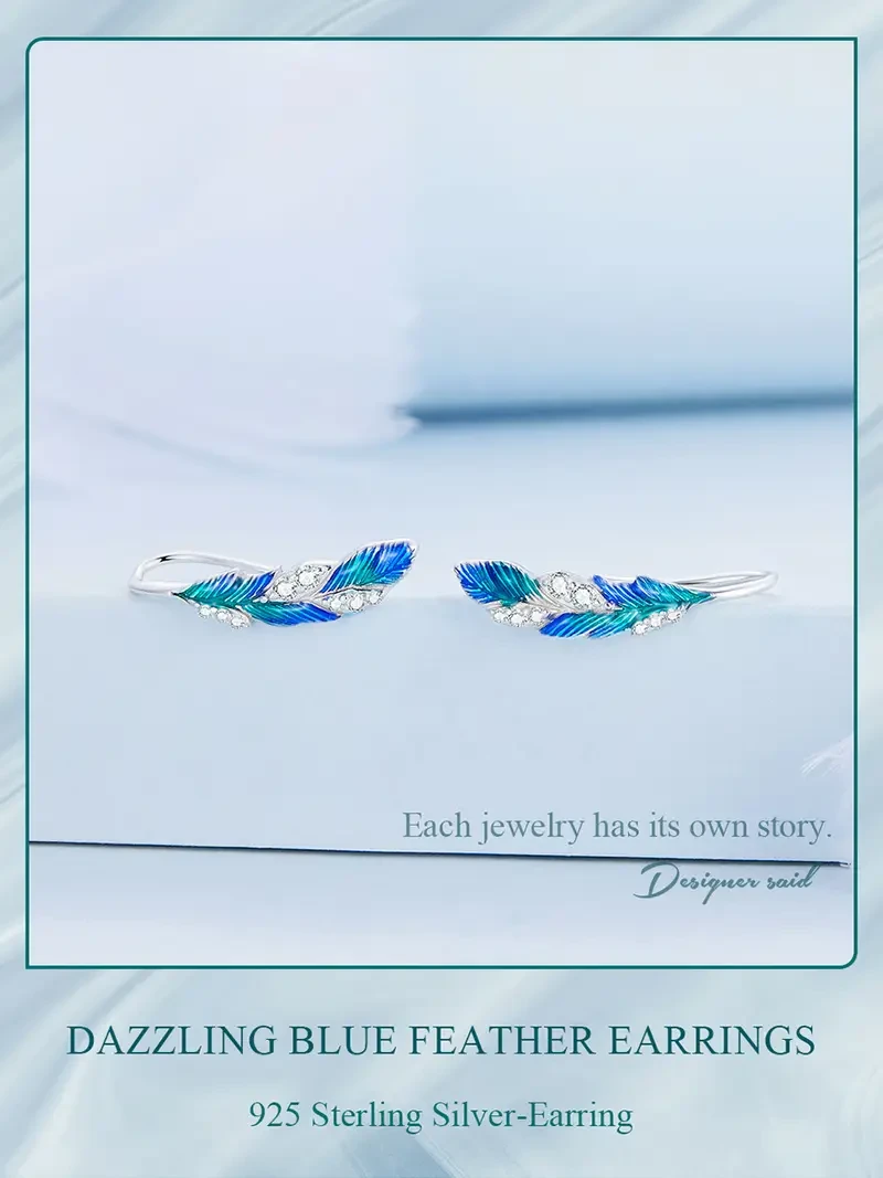 Exquisitos pendientes colgantes de plumas de plata de ley: elegantes, delicados y bonitos, hipoalergénicos y sin níquel.