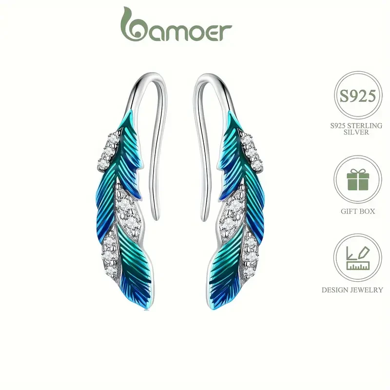 Exquisitos pendientes colgantes de plumas de plata de ley: elegantes, delicados y bonitos, hipoalergénicos y sin níquel.