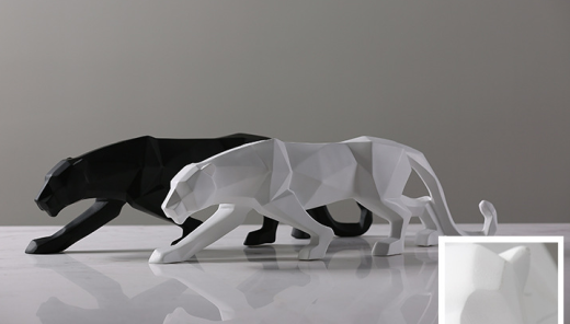 Escultura abstracta moderna de pantera negra