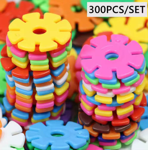 Lote de 100-300 bloques de construcción de copos de nieve para niños, juego de construcción DIY para jardín de infantes, juguete educativo para regalo.