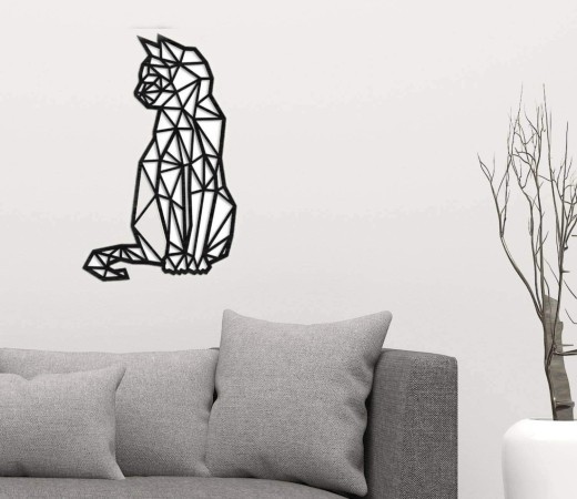 Arte de pared de metal tallado con diseño de gato, decoración de interiores para el hogar, manualidades