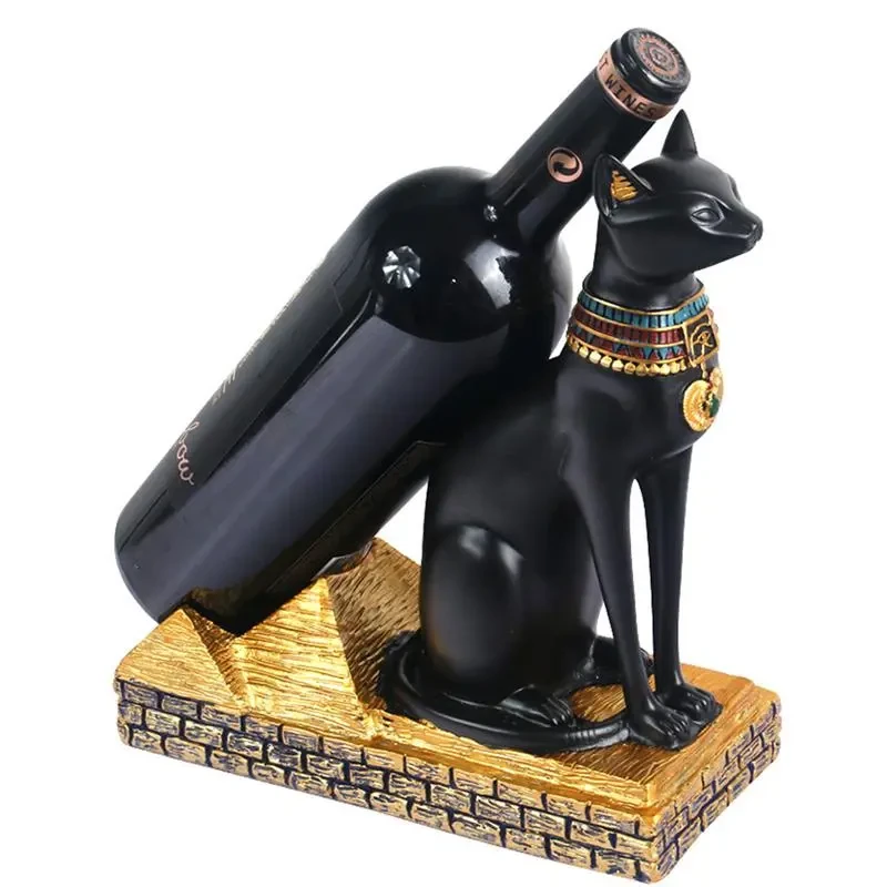 Portabotellas de resina con forma de gato egipcio