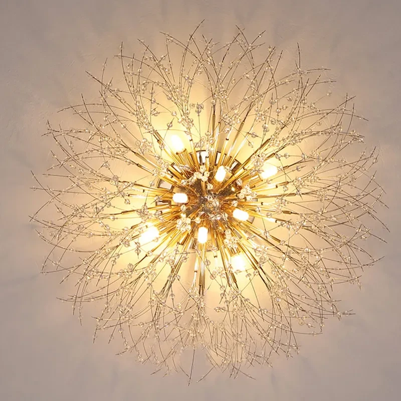 Lámpara de techo de cristal para dormitorio con forma de diente de león