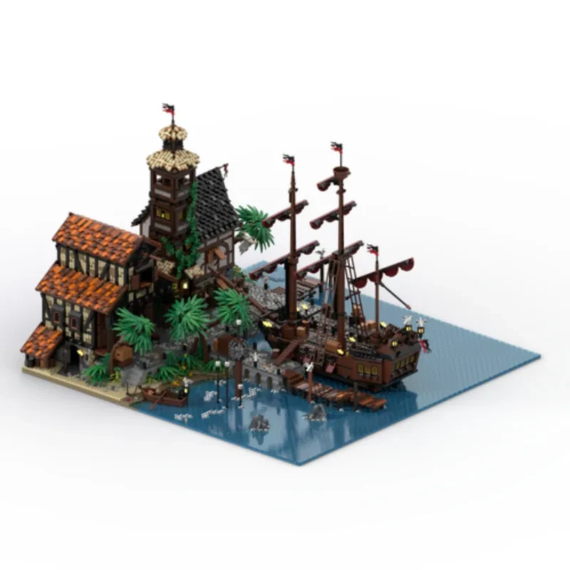 Juguetes de construcción modulares para la construcción de la terminal portuaria de Pirate Town