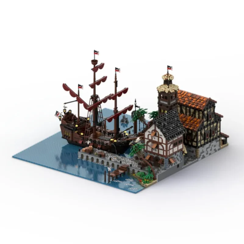 Juguetes de construcción modulares para la construcción de la terminal portuaria de Pirate Town