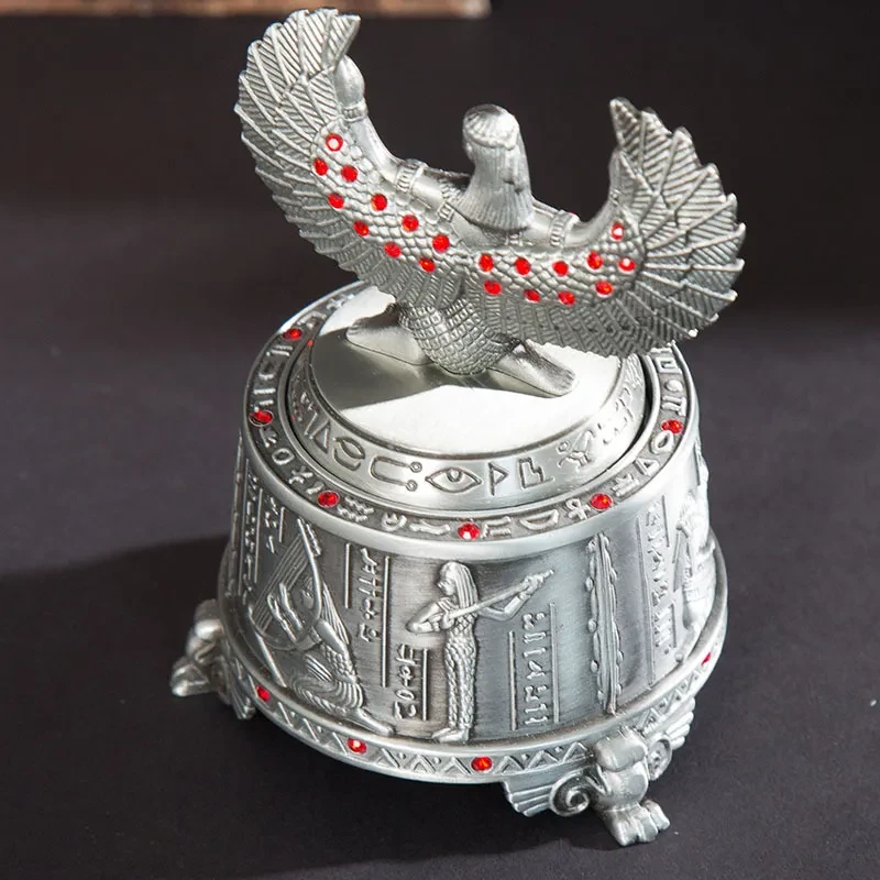 Diosa egipcia retro de dos alas, reina de la belleza, tonos de llamada musicales, artesanías de aleación de zinc, adornos decorativos