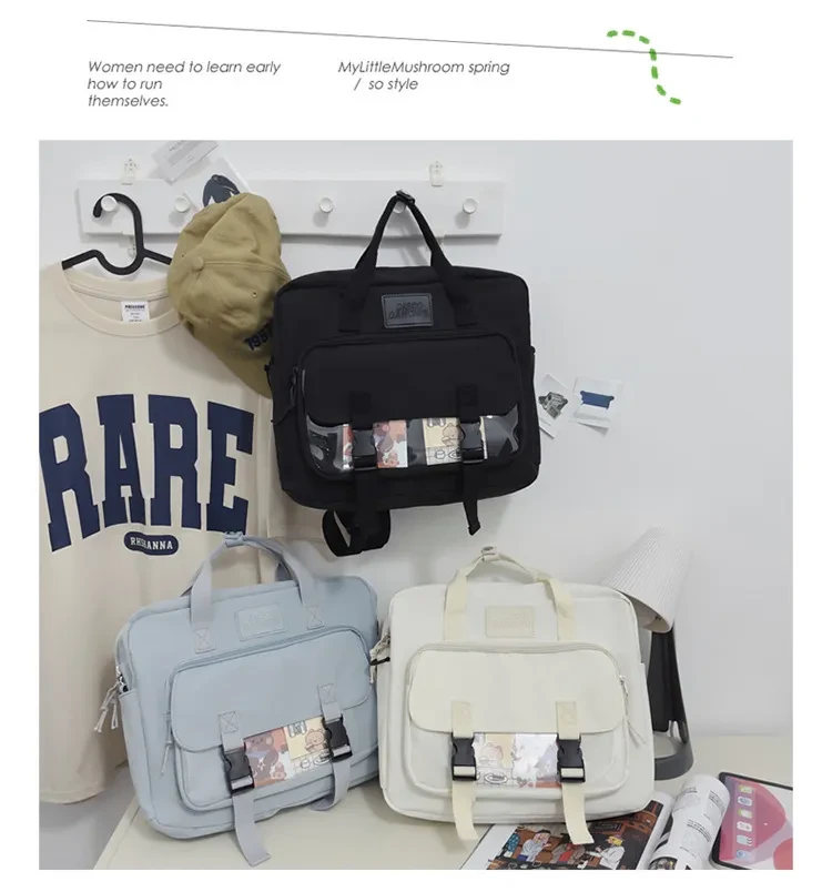 Mochila ligera con diseño de chica suave y linda con dibujos animados para estudiantes universitarios adolescentes