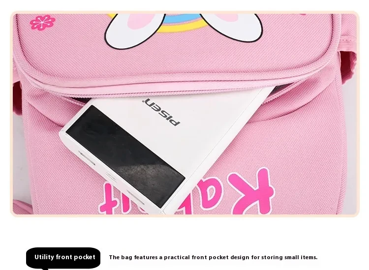 Bonita mochila escolar con estampado de dibujos animados para niños con monedero y protección para la columna vertebral.