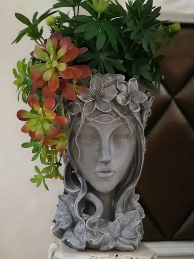 Cabeza de diosa griega, suculentas grandes, gran calibre, creativa, nórdica, Venus, estatua, decoración de balcón