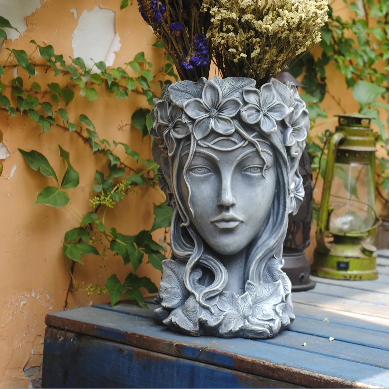 Cabeza de diosa griega, suculentas grandes, gran calibre, creativa, nórdica, Venus, estatua, decoración de balcón