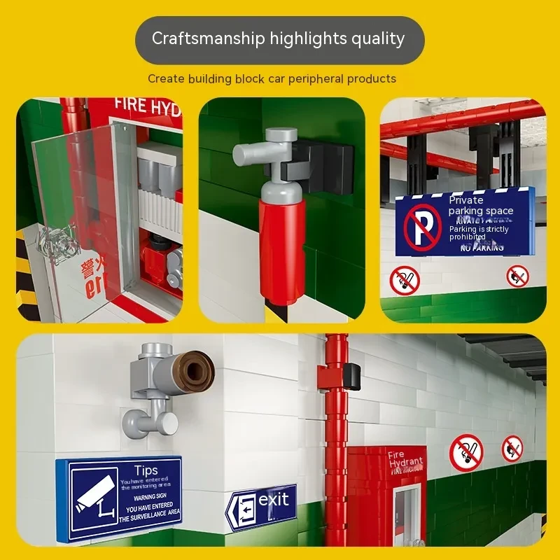 Juguete de bloques de construcción de estacionamiento real grande para niños