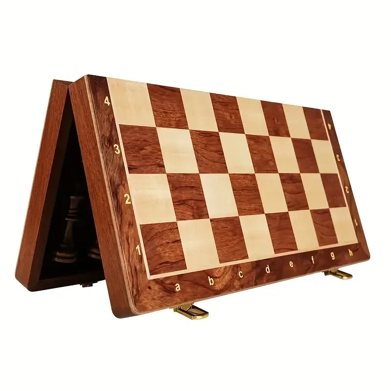 Juego de ajedrez plegable premium grande de madera maciza de 38,1 cm x 38,1 cm (15" x 15")