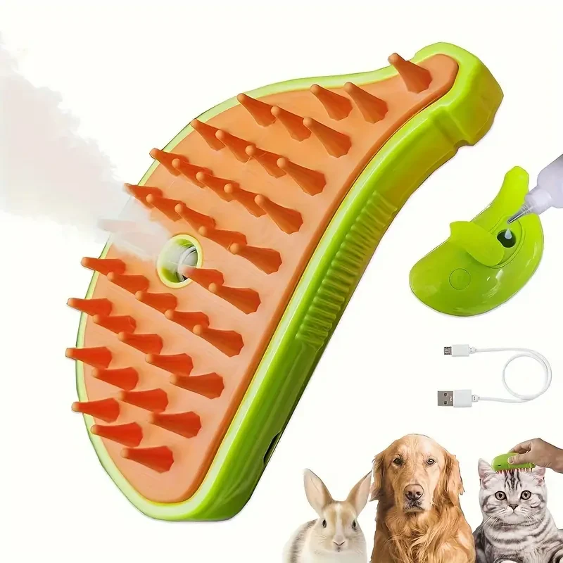 Cepillo de vapor autolimpiable para gatos y perros.