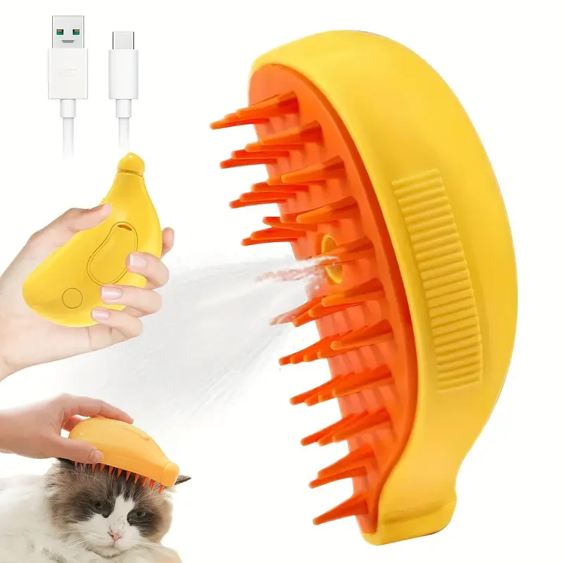 Cepillo de vapor autolimpiable para gatos y perros.