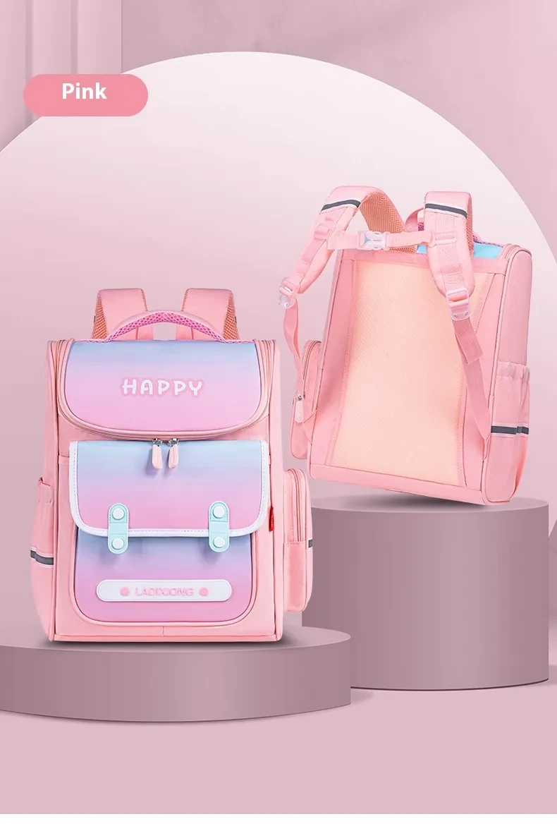 Mochila escolar para niños de estilo británico, ligera y de gran capacidad, con protección para la columna vertebral.