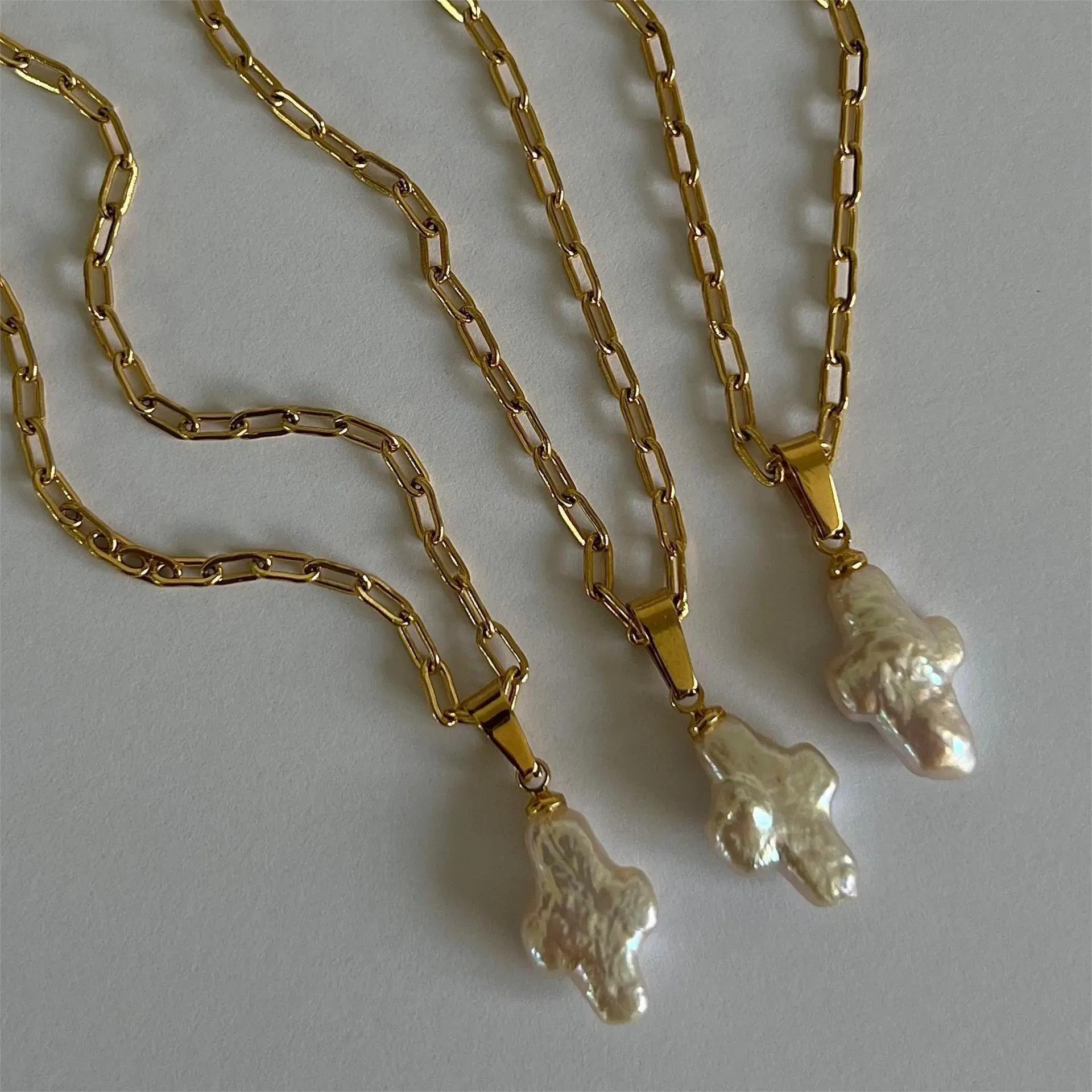 Collar con colgante de cruz de perla natural, accesorios de galvanoplastia al vacío