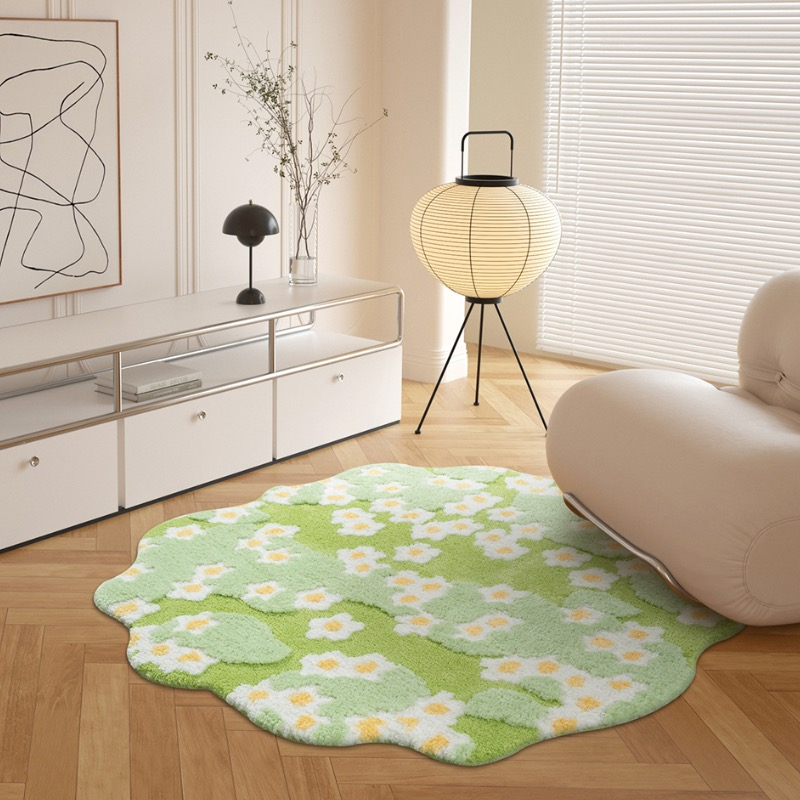 Alfombra redonda antideslizante para sala de estar, lavable a máquina