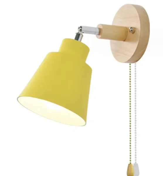 Lámpara de pared de noche con cremallera de madera