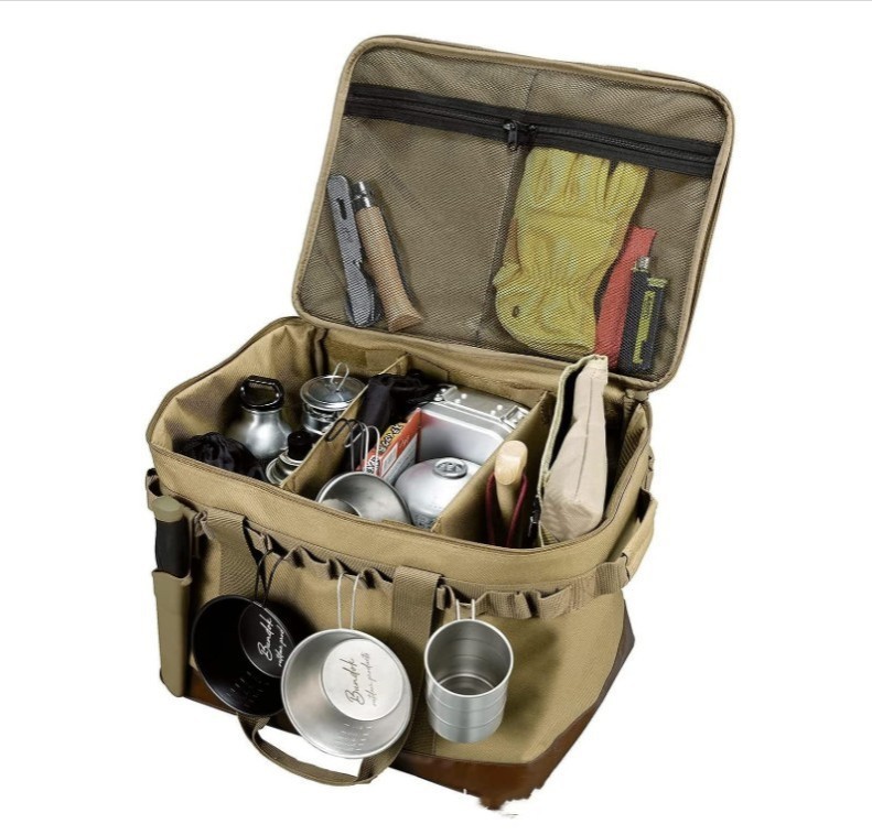 Bolsa de almacenamiento para camping, caja de tela de doble capa