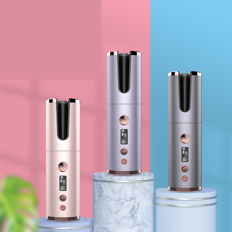 Rizador de pelo eléctrico inalámbrico recargable, totalmente automático, giratorio, portátil, para peluquería.