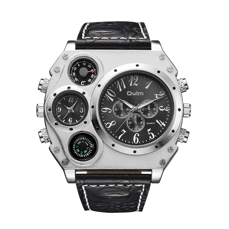Reloj de cuarzo con doble zona horaria para hombre.