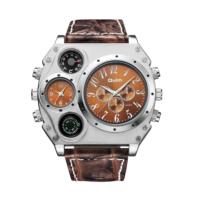 Reloj de cuarzo con doble zona horaria para hombre.