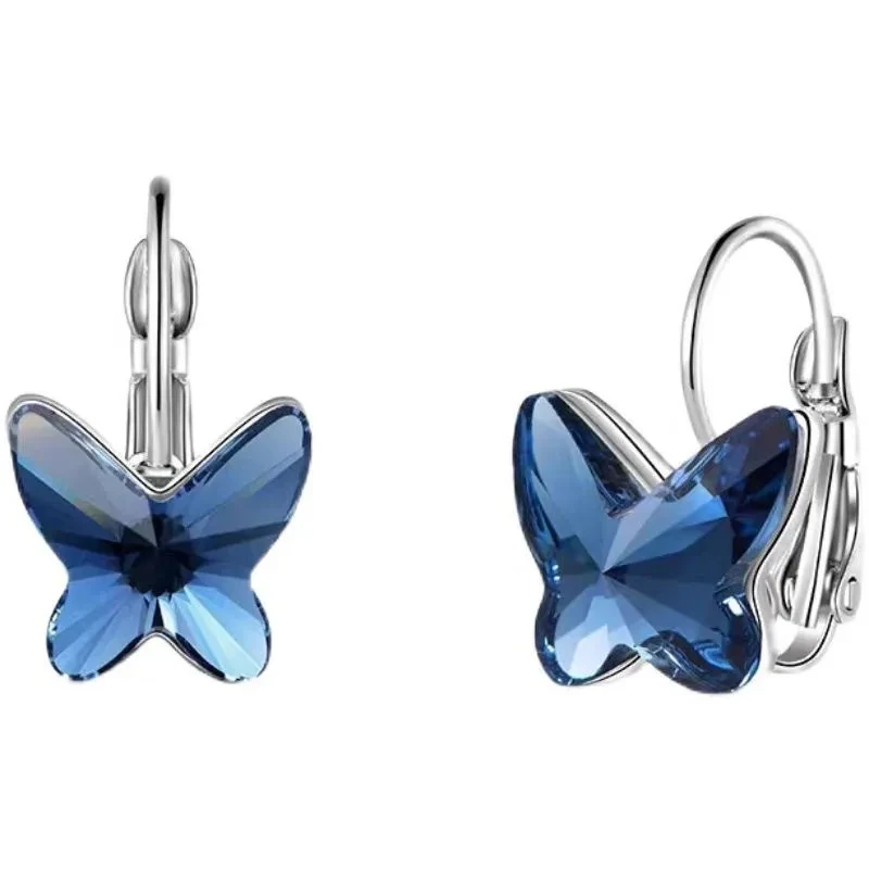 Pendientes de mariposa de moda popular con circonitas brillantes