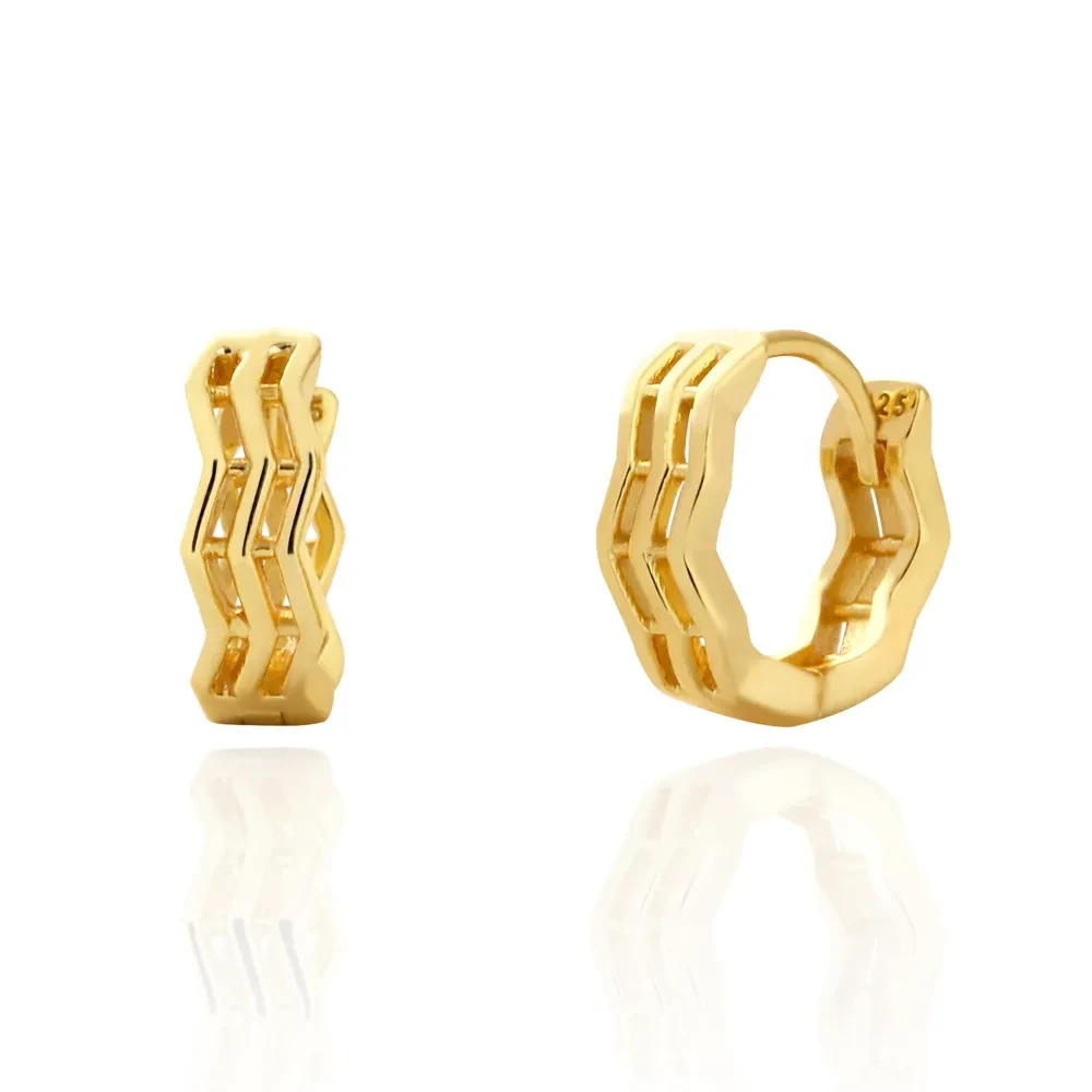 Pendientes sencillos de líneas onduladas de plata Design Sense para mujer