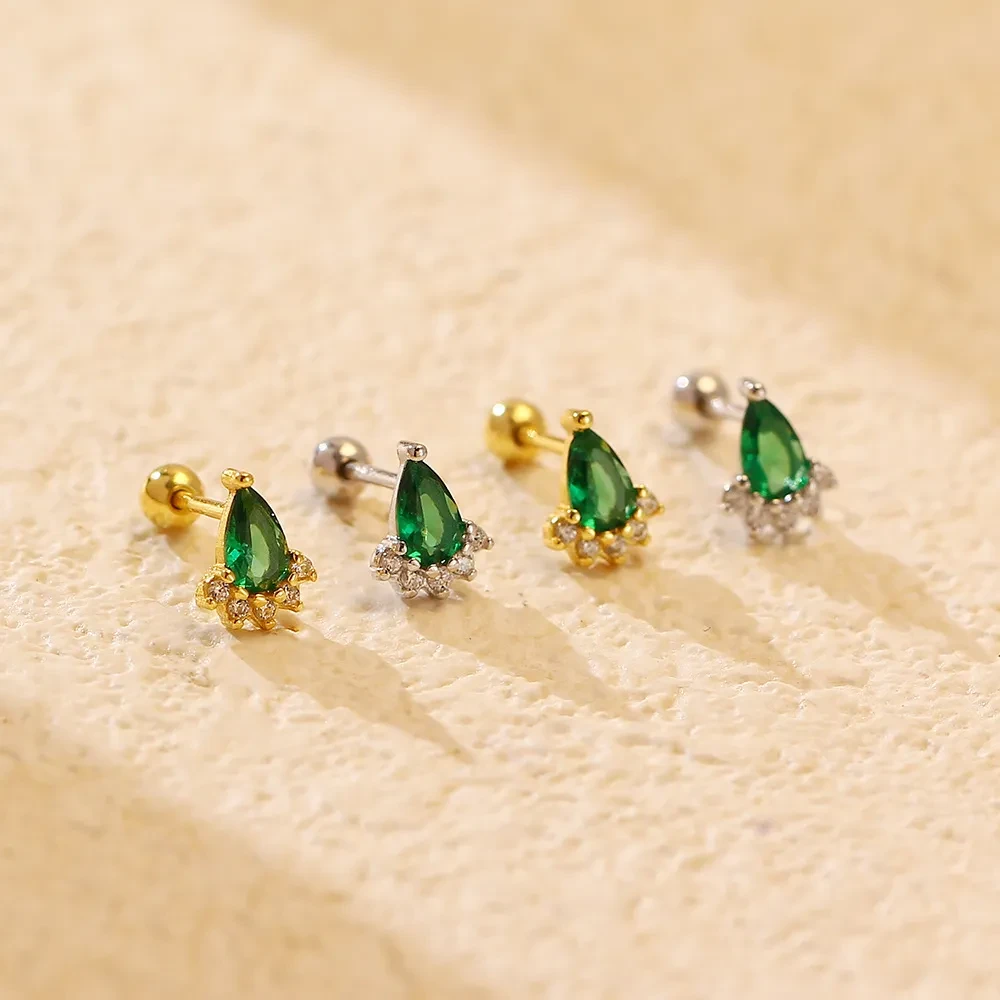 Pendientes de plata con esmeralda y diamante