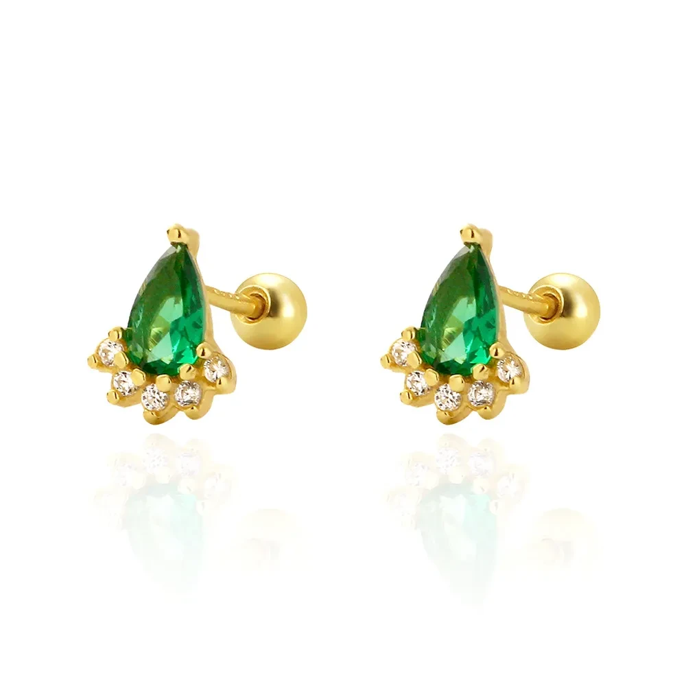 Pendientes de plata con esmeralda y diamante