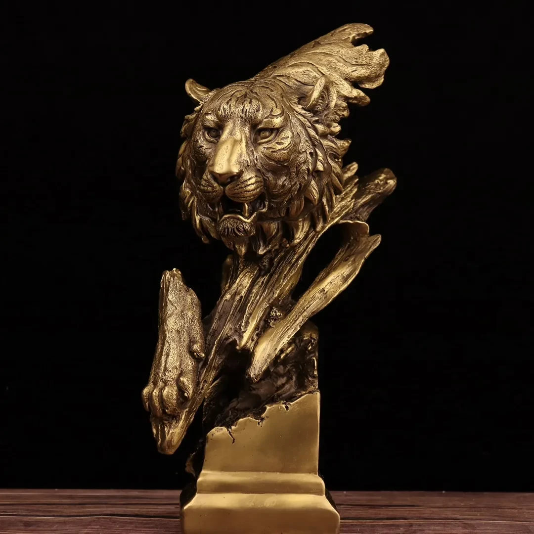 Adornos de cobre puro, tigre del zodíaco chino, dios moderno, decoración del hogar, artesanías