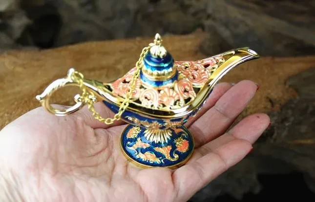 Decoración de contenedor para lámpara de aceite de genio árabe