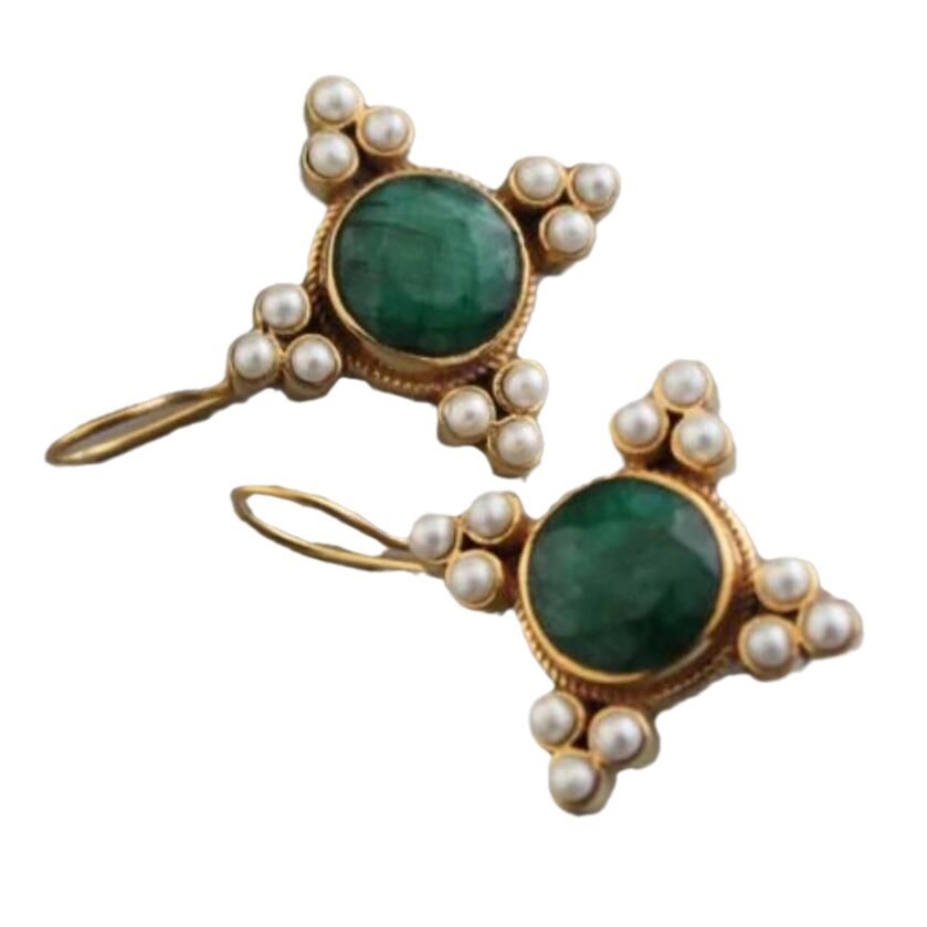 Pendientes vintage de flor con incrustaciones de piedra para mujer