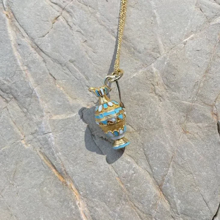 Collar conmemorativo de botella de agua de color, hecho a mano, de acero de titanio y con goteo de aceite