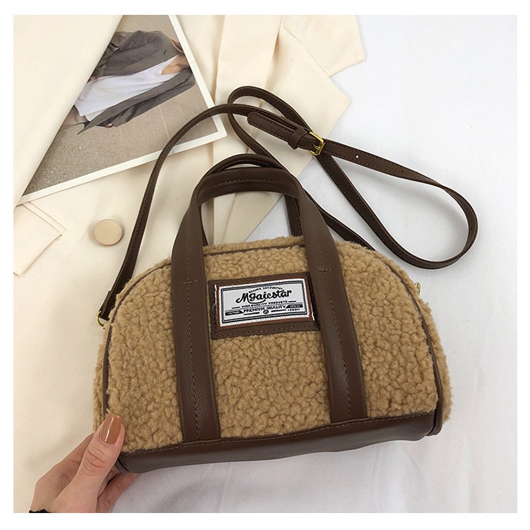 Bolso bandolera de lana de cordero para mujer, nuevo y versátil