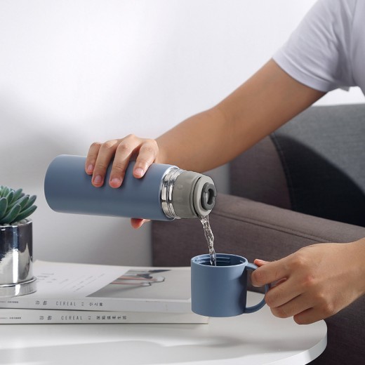 Botella de acero inoxidable de 350 ml, con aislamiento, para agua, leche, termo portátil, taza de café, taza de viaje, regalo para amantes.
