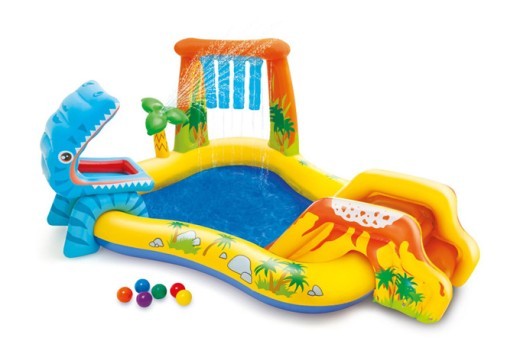 Piscina inflable con forma de volcán de dinosaurios y piscina infantil