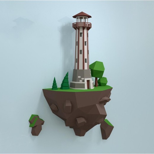 Faro de isla de 46 cm, modelo de papel para decorar la pared del hogar.