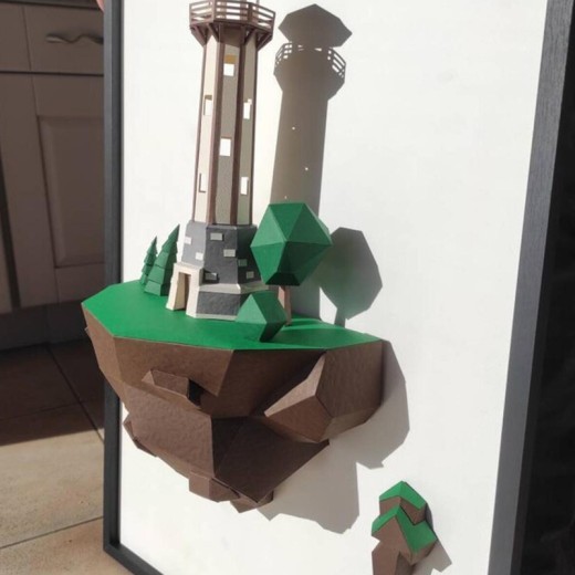 Faro de isla de 46 cm, modelo de papel para decorar la pared del hogar.