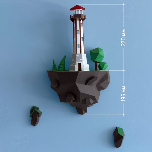 Faro de isla de 46 cm, modelo de papel para decorar la pared del hogar.