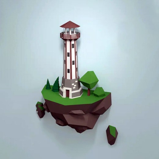 Faro de isla de 46 cm, modelo de papel para decorar la pared del hogar.