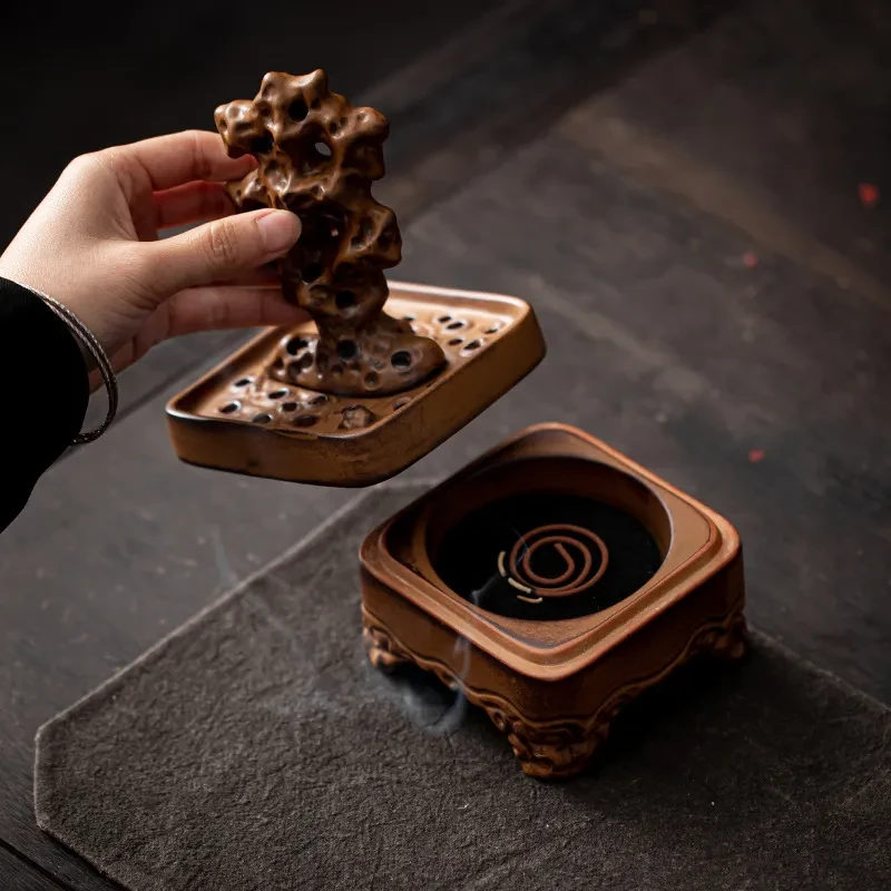 Incensario creativo de cerámica con forma de caja de sándalo para la antigua ceremonia del té zen