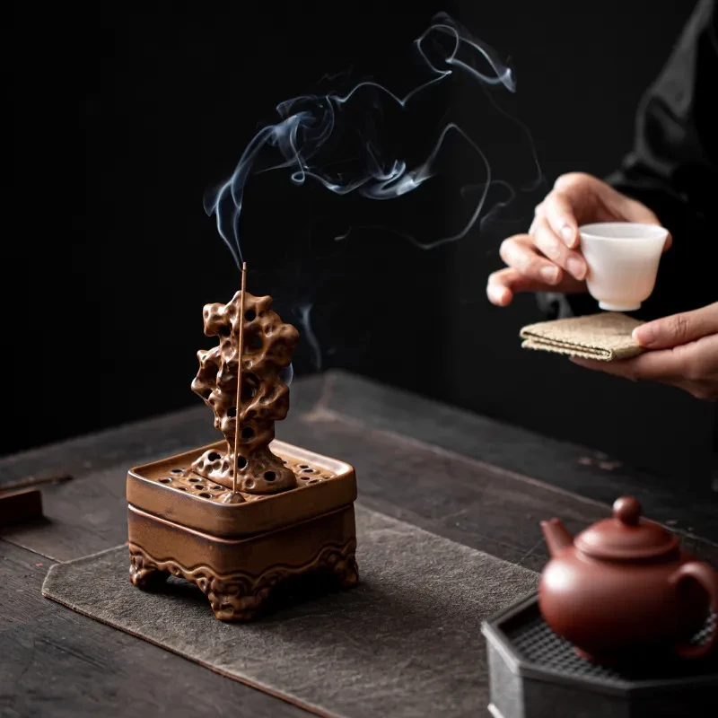 Incensario creativo de cerámica con forma de caja de sándalo para la antigua ceremonia del té zen